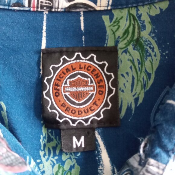 Vintage Harley Davidson Hawaiian graphic short sleeve Shirt size Medium - Picture 8 of 9